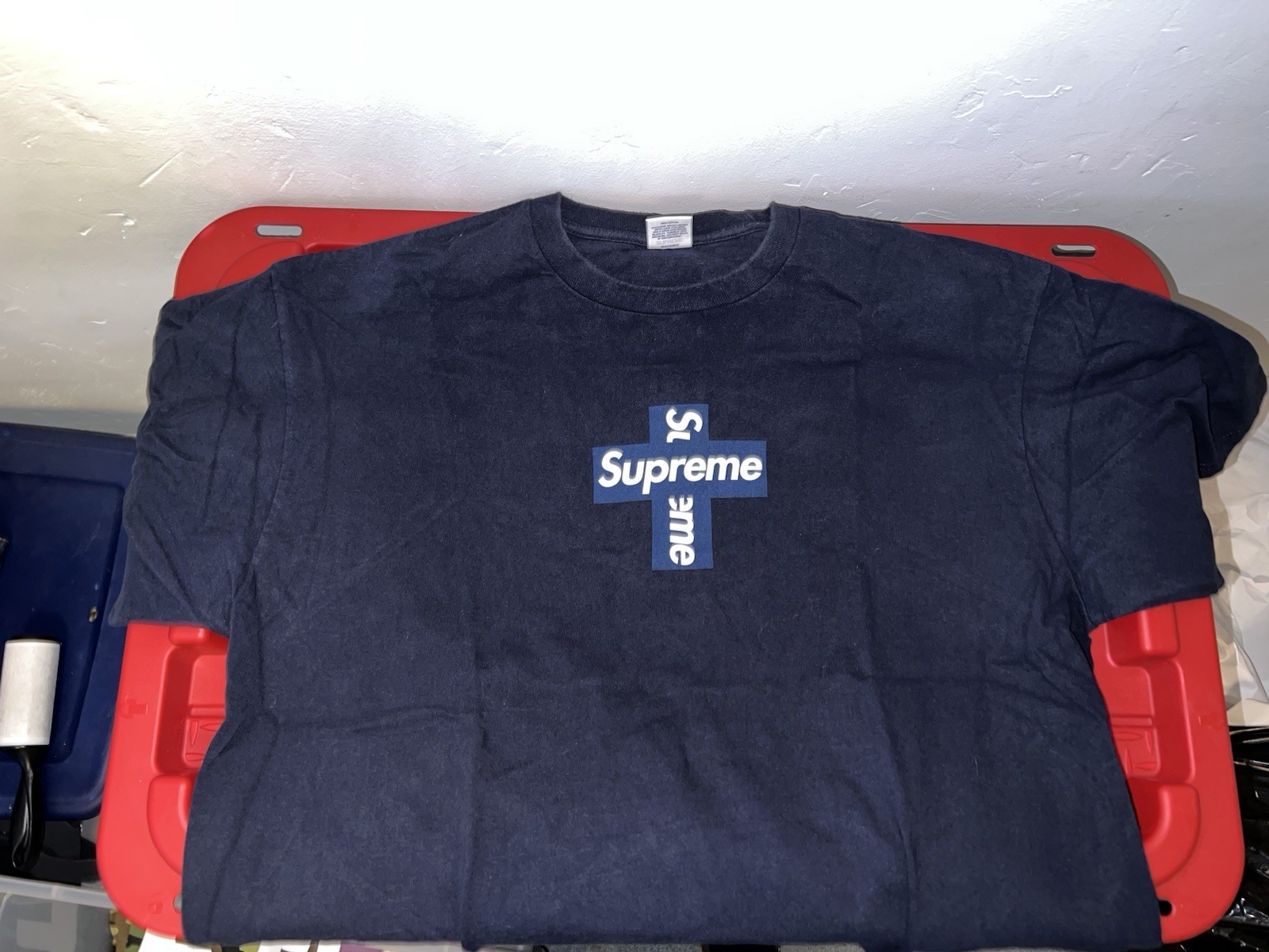 Supreme Cross Box Logo T-shirt Navy XL