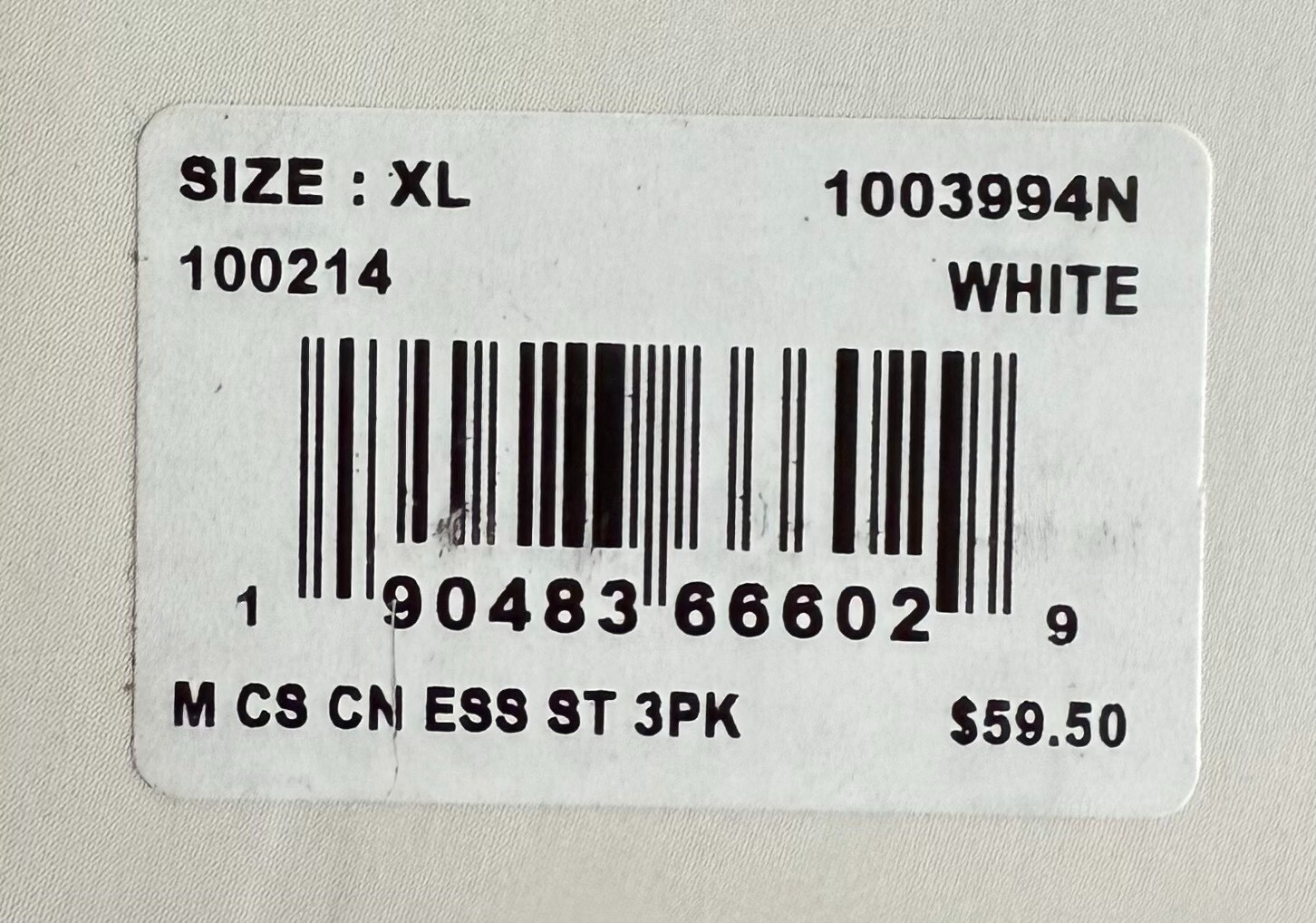 Tommy John 1003994N Crew Neck 3 Pk Cool Cotton Stretch White Shirt (New in Box)