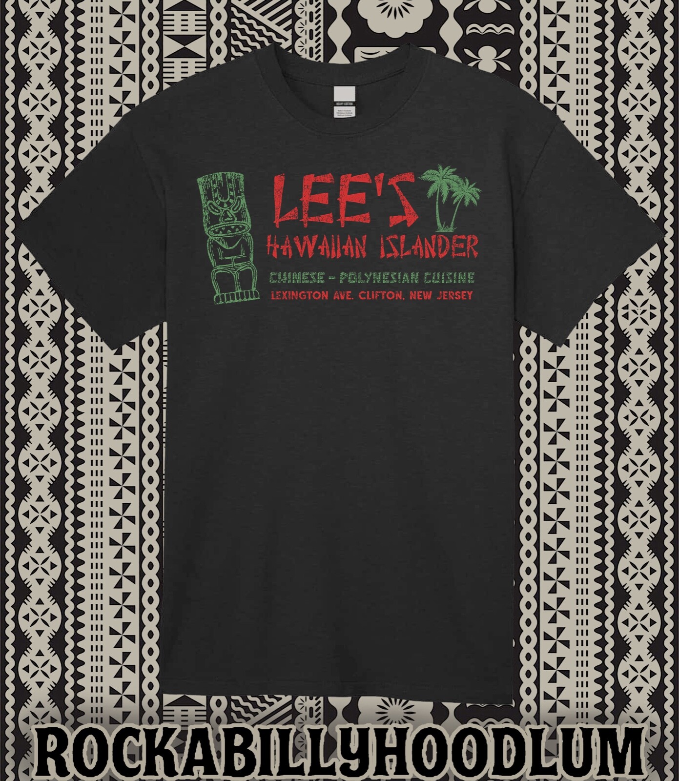 Retro Tiki Art Tee T Shirt Bar Mug Restaurant Lees Lee’s Hawaiian Islander NJ