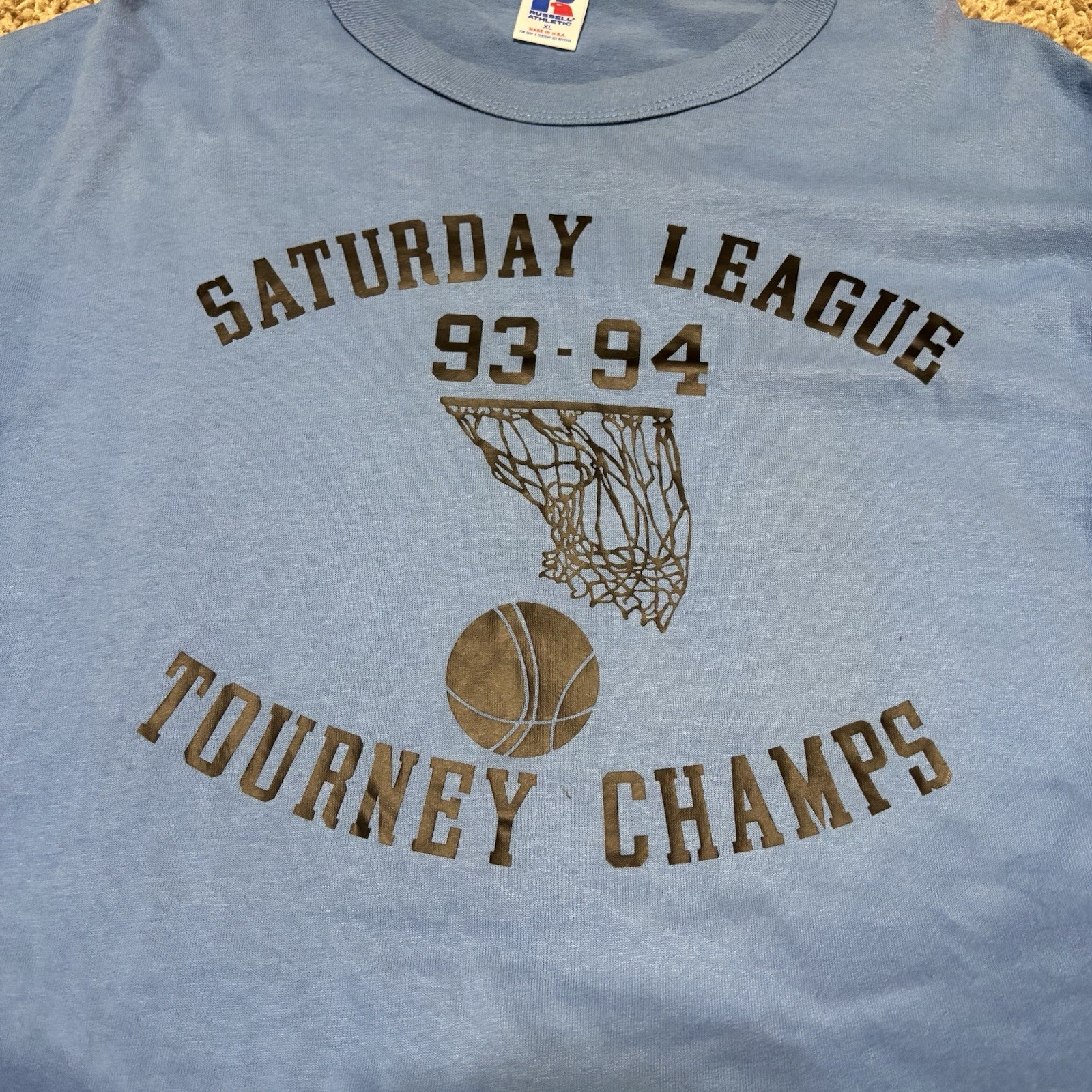 Vtg Russell Athletic XL Single Stitch Shirt USA Made 1993-94 Saturday Basketball
