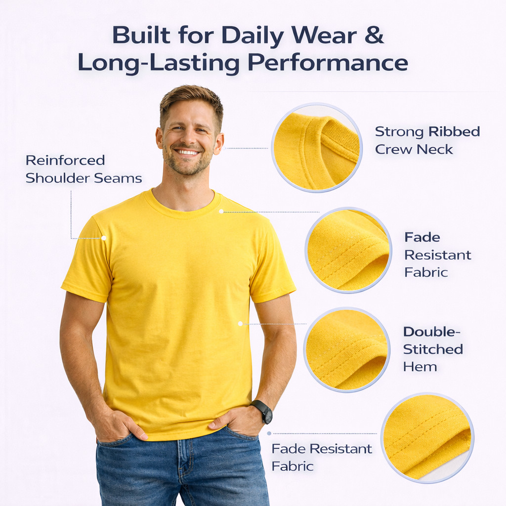 BILLIONHATS Men’s Cotton T-Shirt 6 Pack, Big Tall Short Sleeve Lightweight Tees