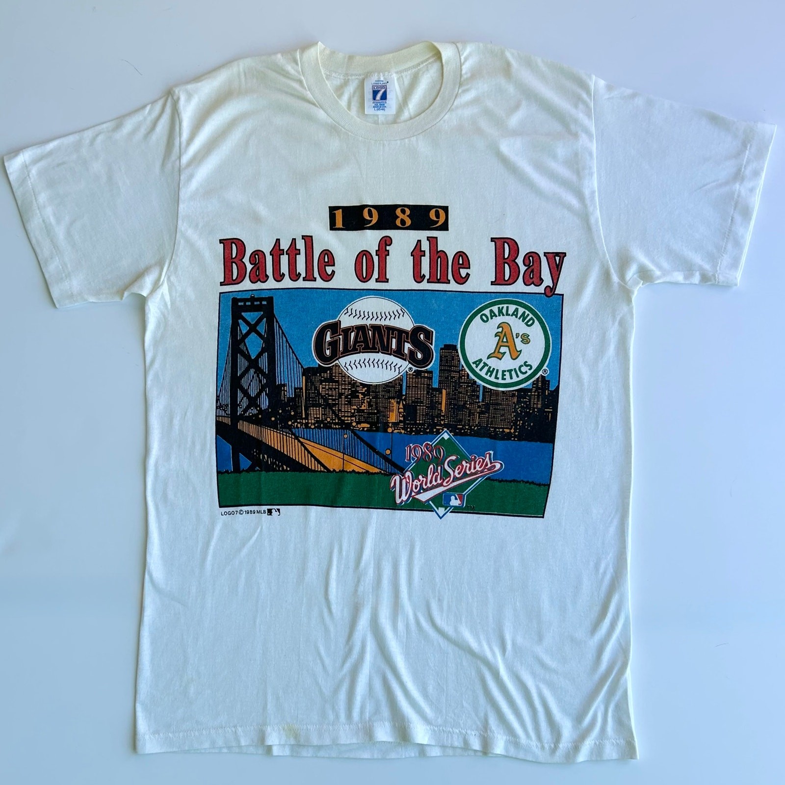 Vintage 1989 Battle of the Bay World Series T Shirt MLB USA Large