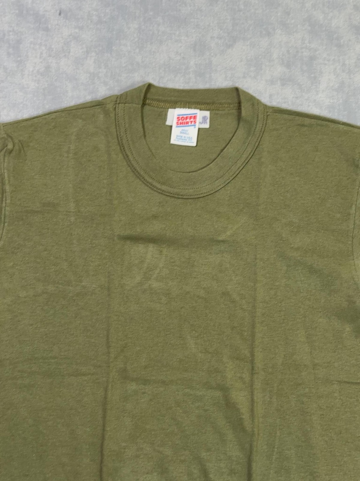 Vintage Soffe Shirts Shirt Mens S Green Basic Crew Tee Made In USA Poly Cotton