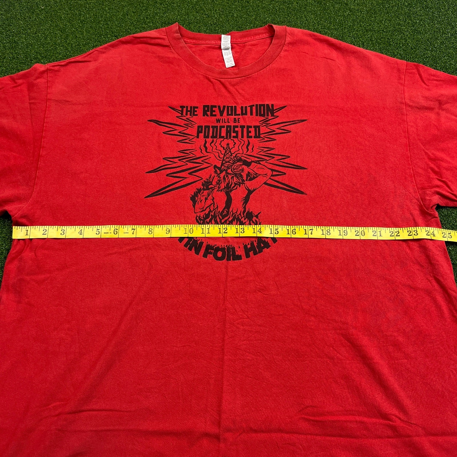 Vintage Red The Revolution Will Be Podcasted and Tin Foil Hat T-Shirt Sz 2XL