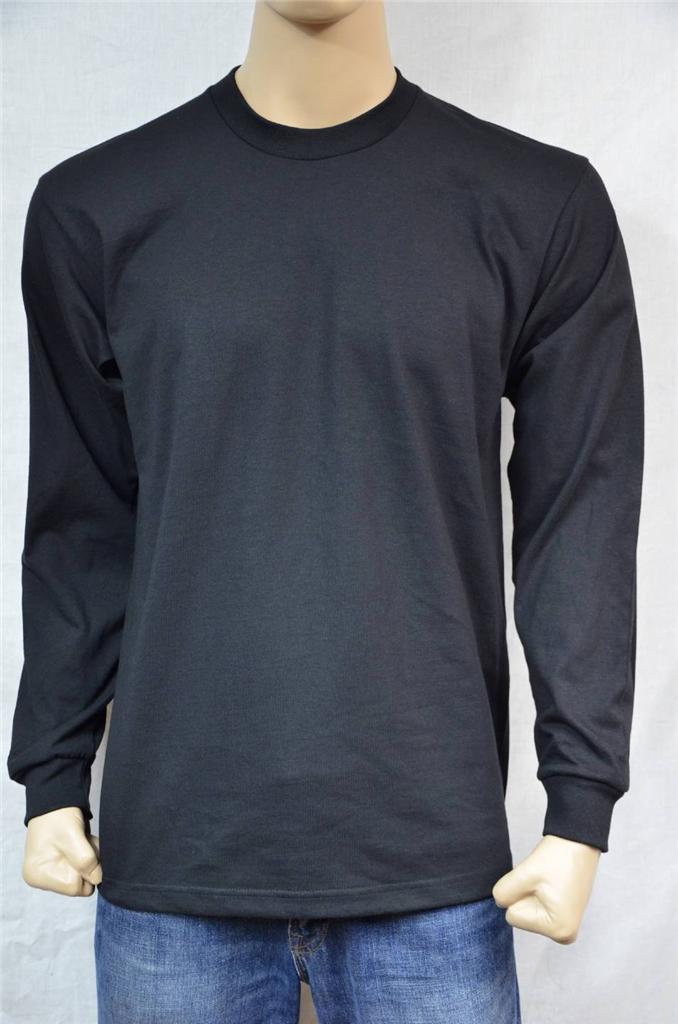 1 PRO5 SUPER HEAVY WEIGHT LONG SLEEVE T-SHIRT PLAIN BLACK S-7XL 1PC
