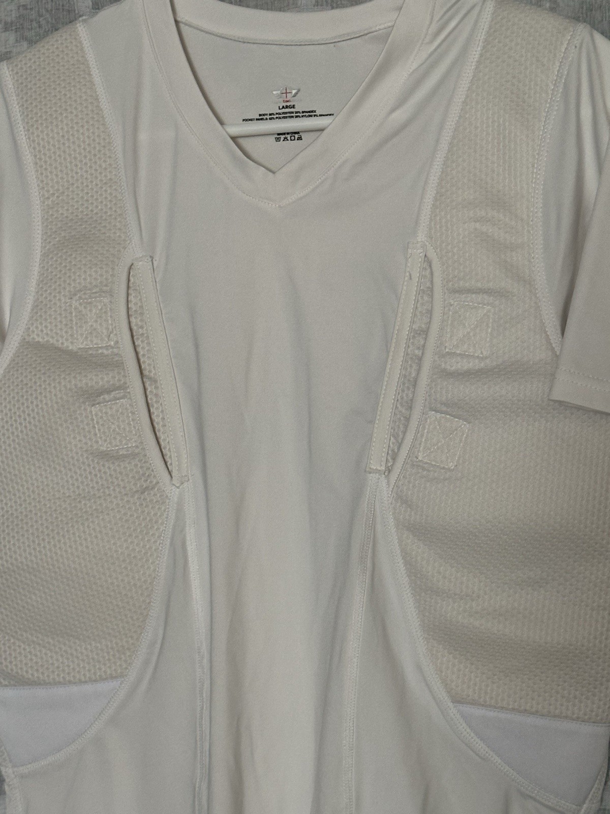 CCW Tactical Shirt Large White Compression Short Slv Concealed Carry Holster