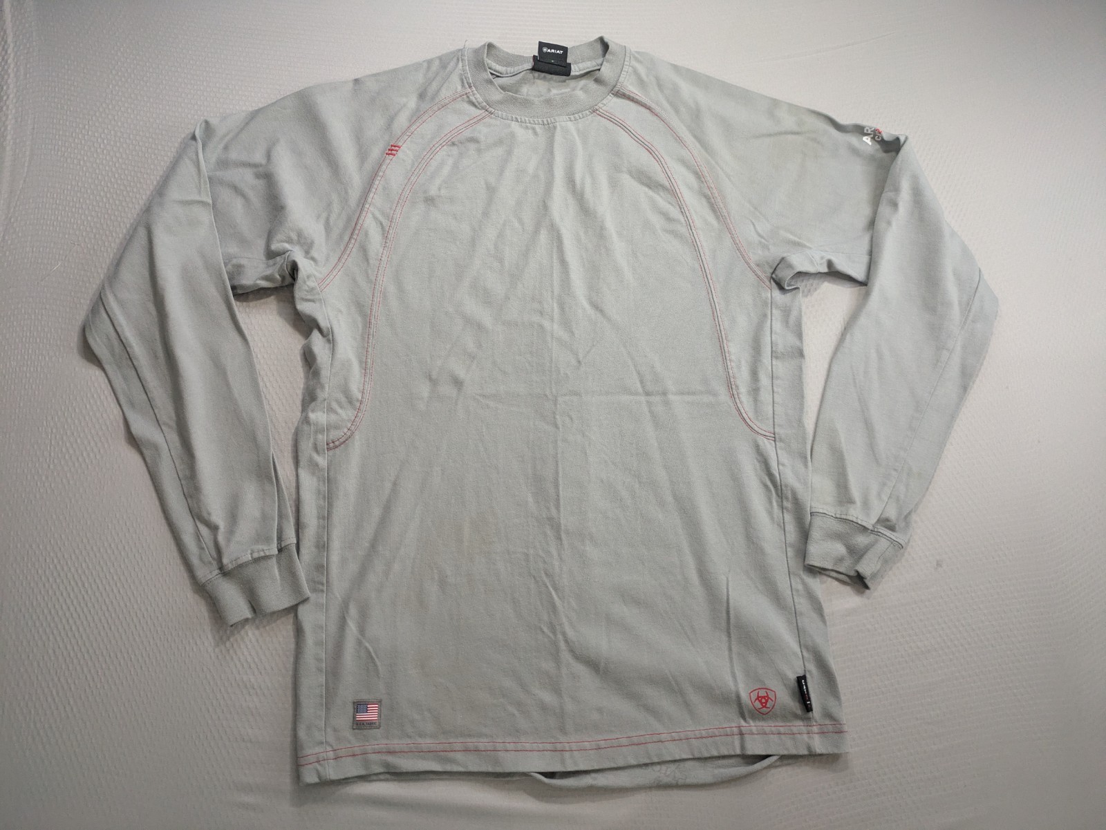 Ariat Work FR Work Knit Shirt Mens M Sleeve CAT 2 2112 Fire Resistant Grey