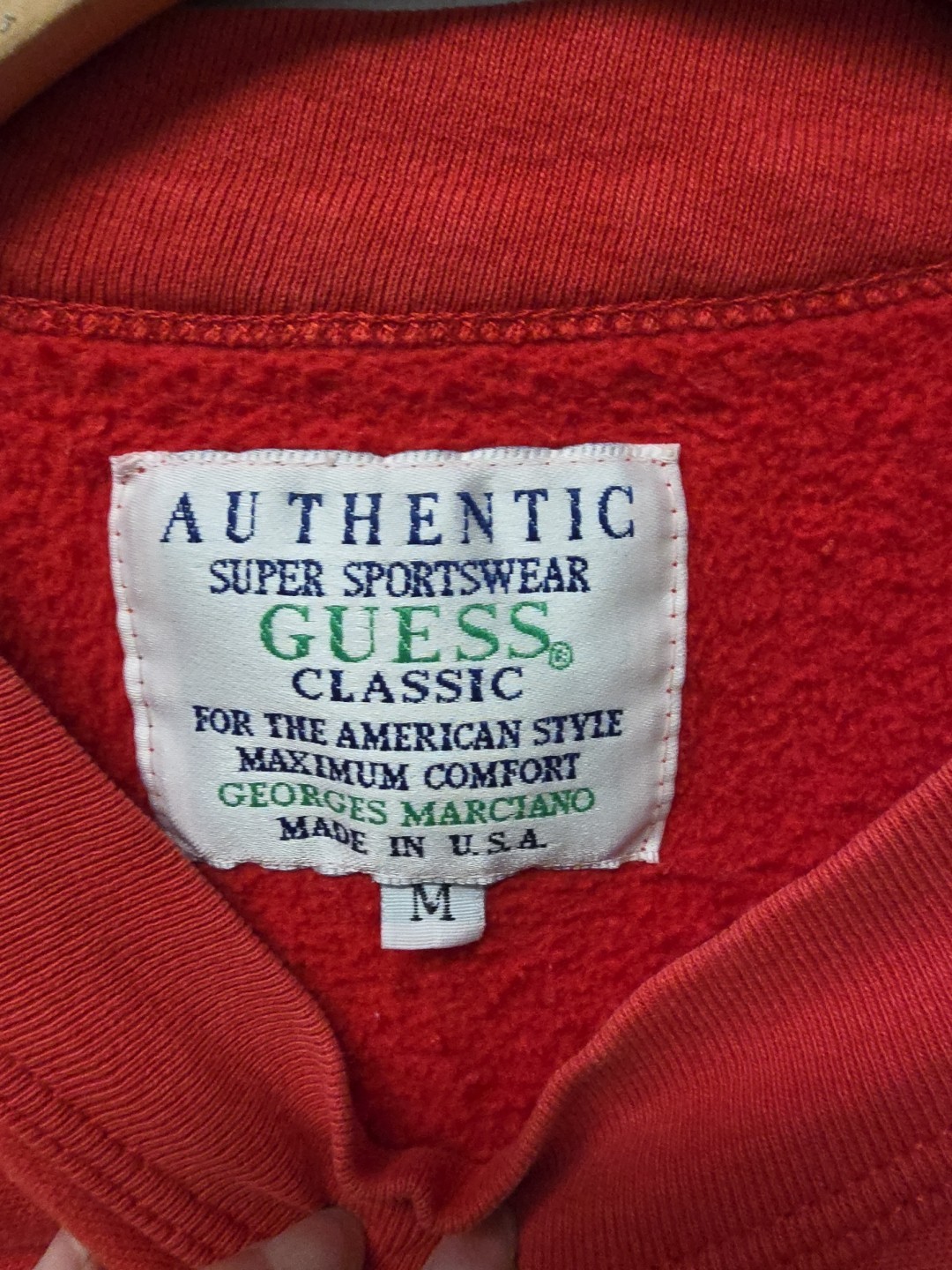 Vintage Guess Jeans Shirt Size Medium Red Longsleeve Georges Marciano USA 90s