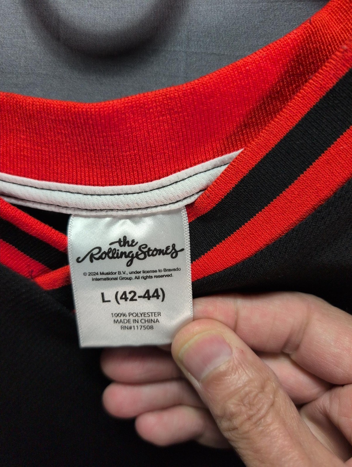 The Rolling Stones Shirt Large 42-44 Black Polyester Established 1962 Logo