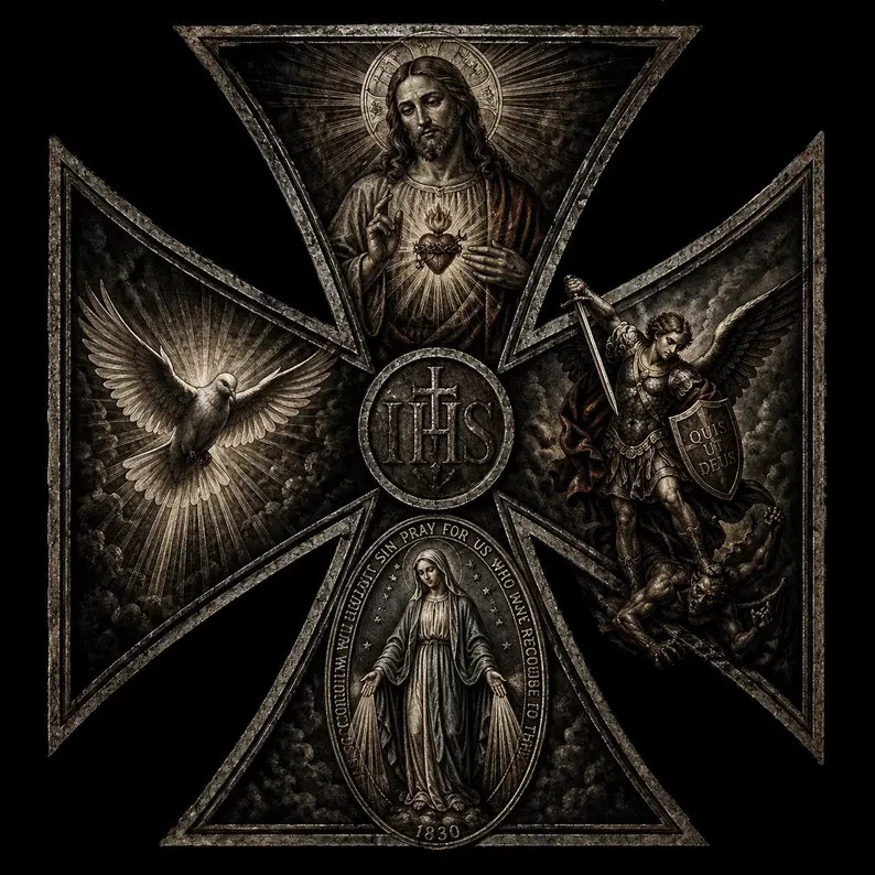 Men’s Christian Warrior Cross Shirt, Saint Michael Faith Apparel shirt