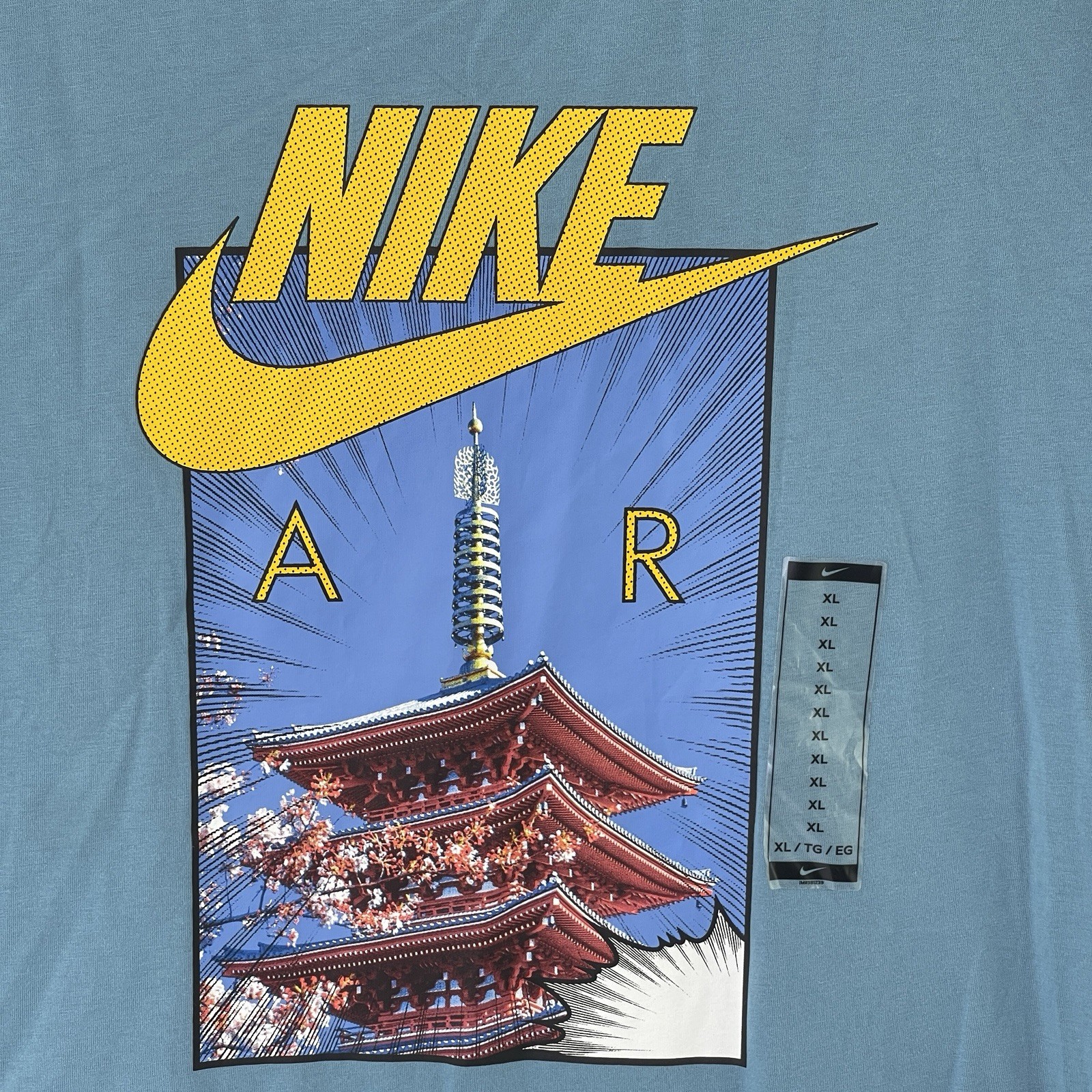 Nike Air Kyoto Temple Japan Graphic T-shirt Men XL Blue Short Sleeve CT6530 424