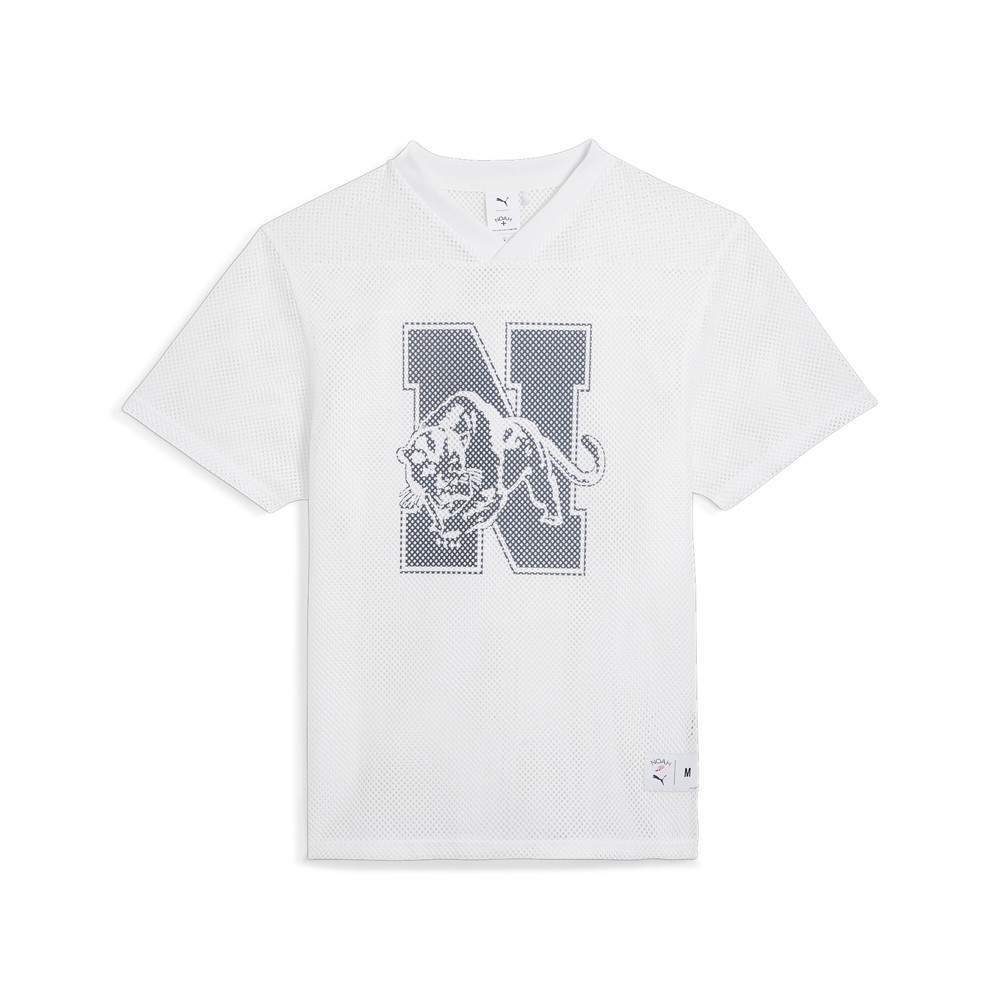 PUMA X Noah Mesh Practice Graphic VNeck Short Sleeve T-Shirt Mens White Casual