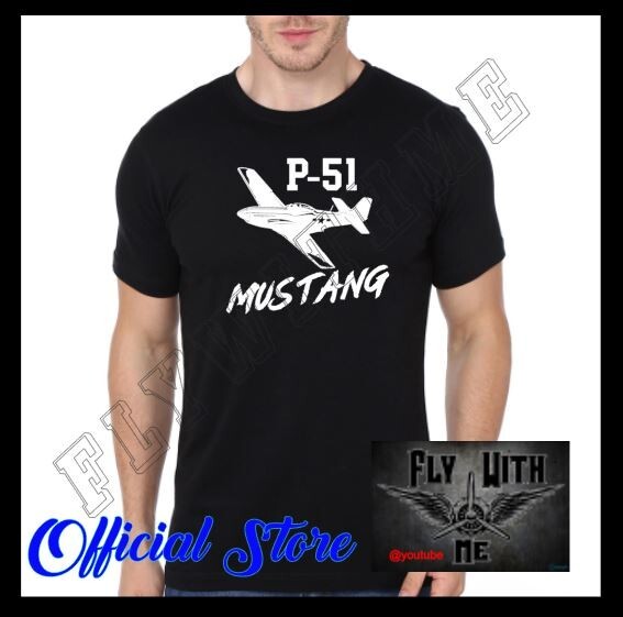 P-51 MUSTANG FIGTHER PLANE T-SHIRT FRONT PRINT NEW DESIGN HTV 100% COTTON UNISEX