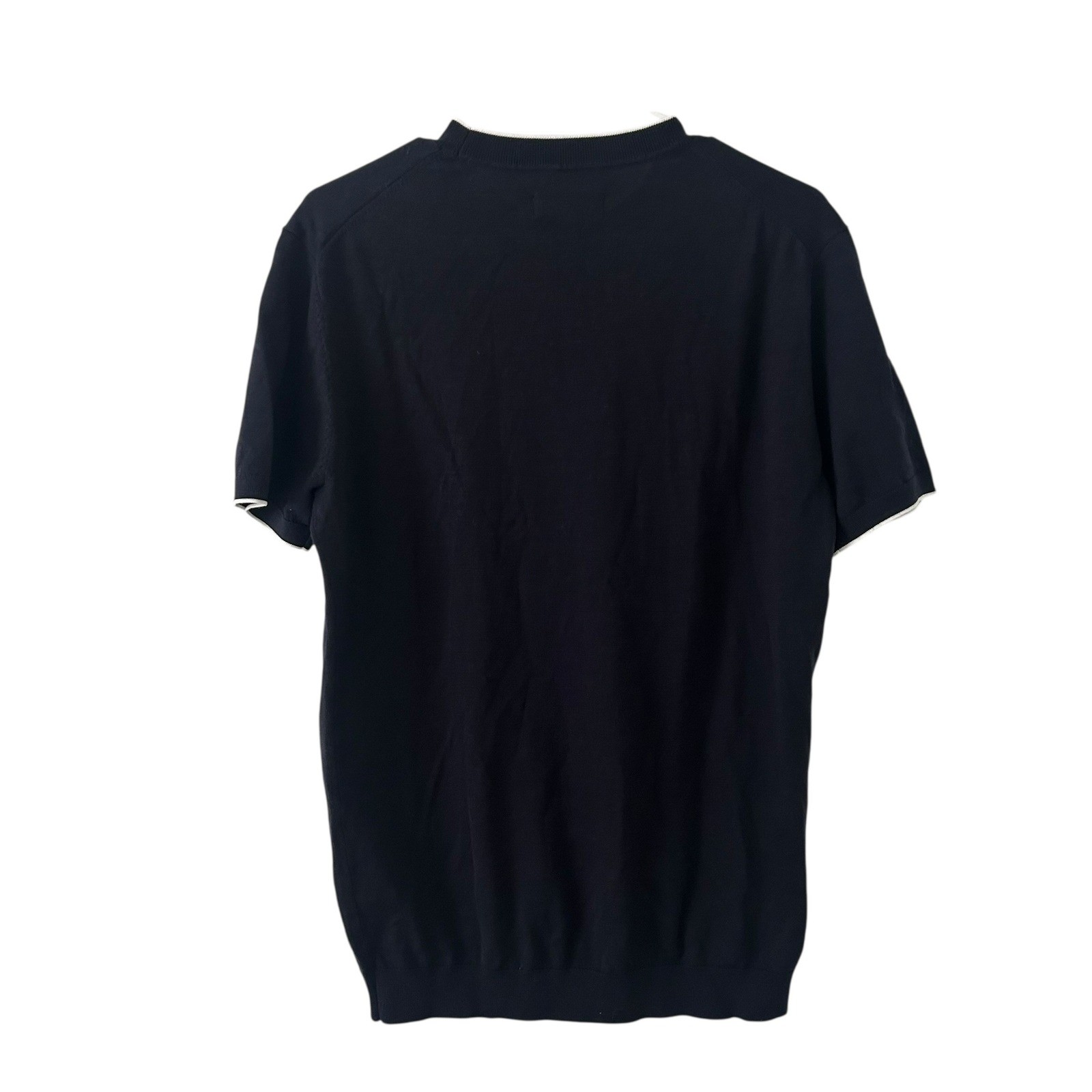 Collars & Co. Men’s Amalfi Luxe Tee Contrast White Trim Navy Blue M Medium New