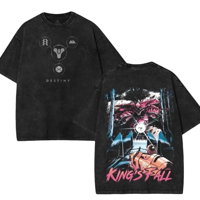 Destiny 2 King’s Fall Oryx Double Sided Graphic Vintage Acid Wash T-Shirt Tee