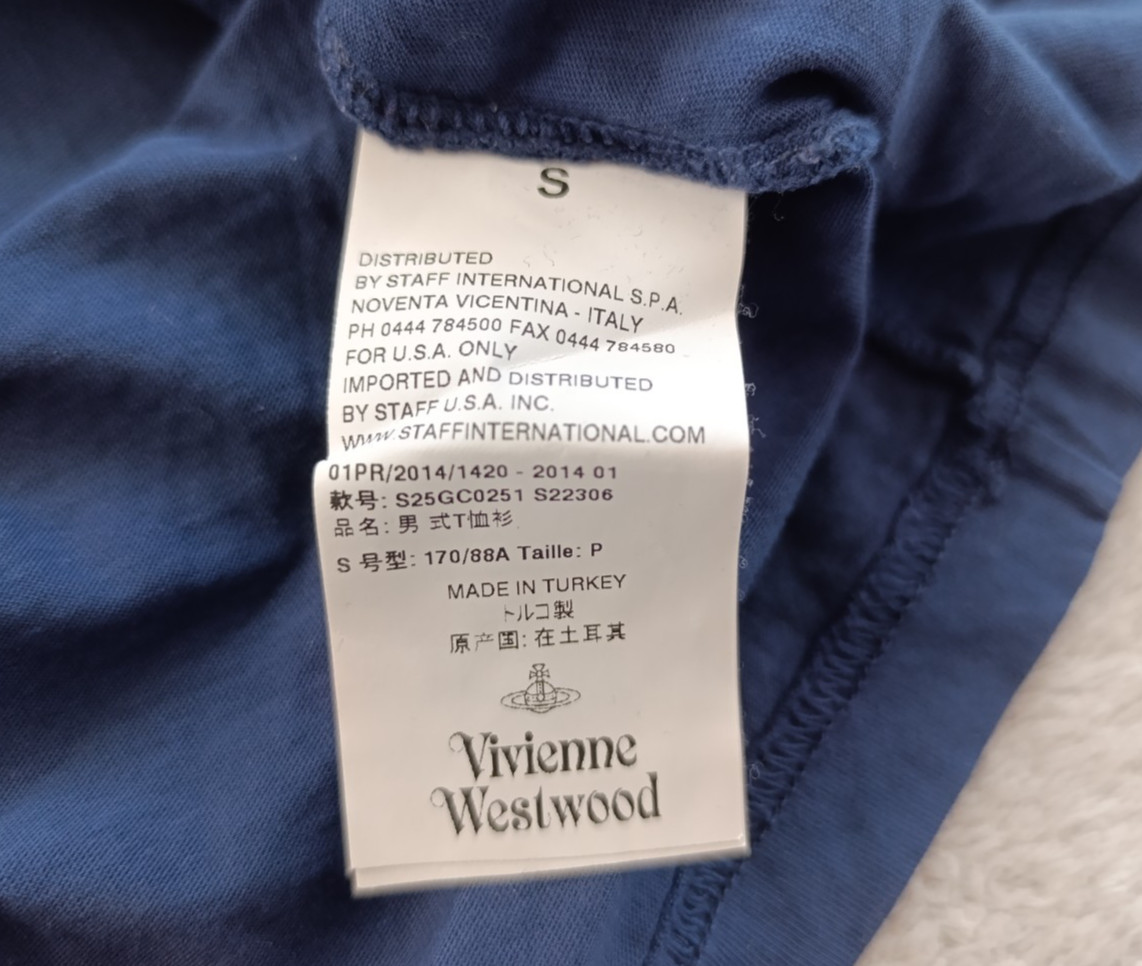 Vivienne Westwood mens RARE Navy Blue Floral Big Logo T-Shirt size S