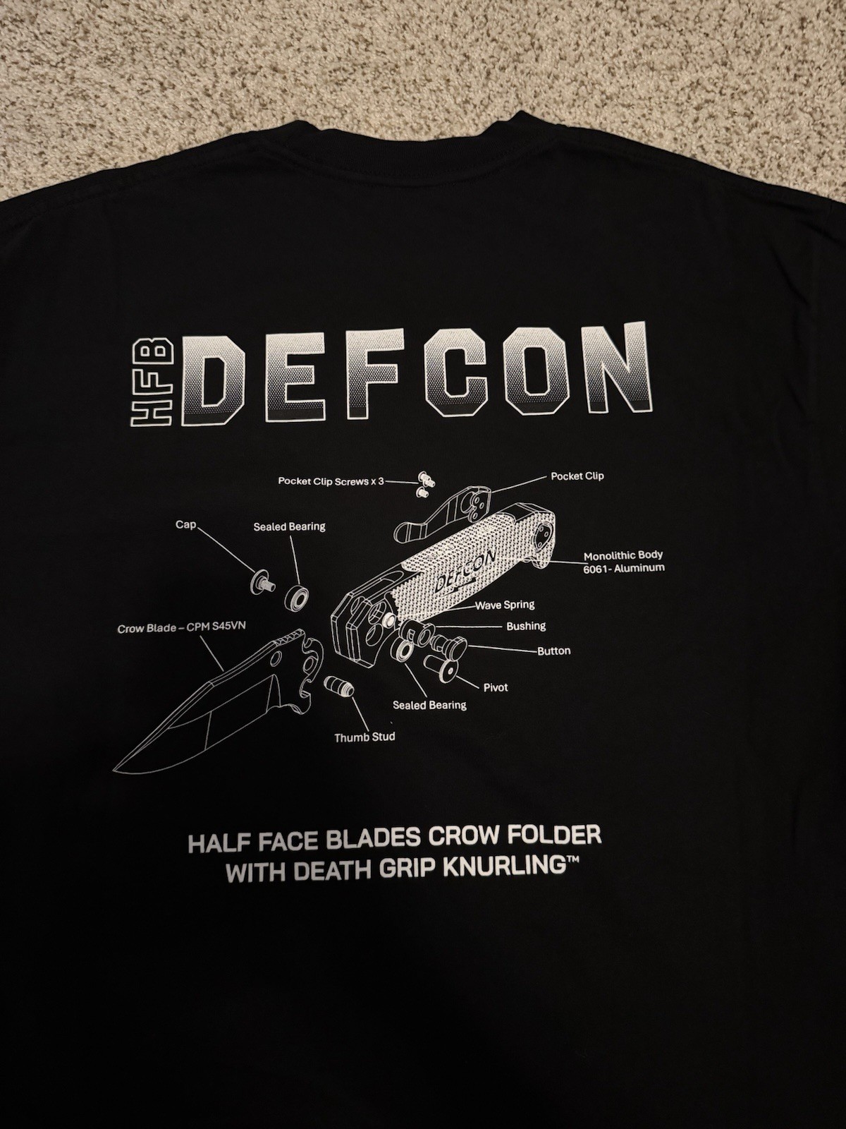 Defcon Group x Half Face Blades HFB Heavyweight Tee Black Large
