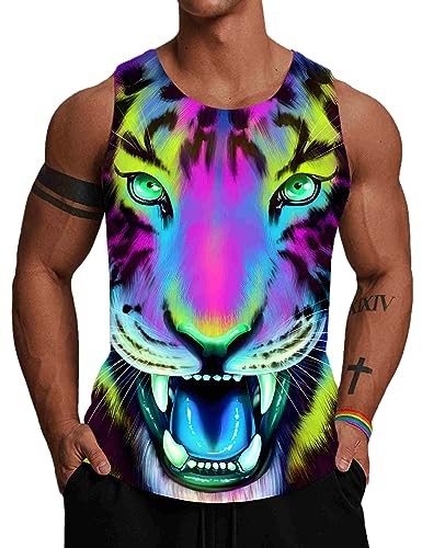 Colorful Rainbow Leopard 3D Tank Top Mens Womens Unisex