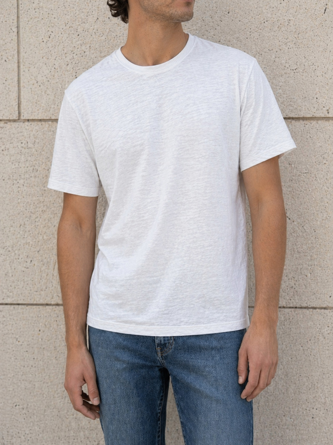 VINCE Shirt Mens Large White Heather Crew Neck Pima Cotton Short Sleeve Minimal