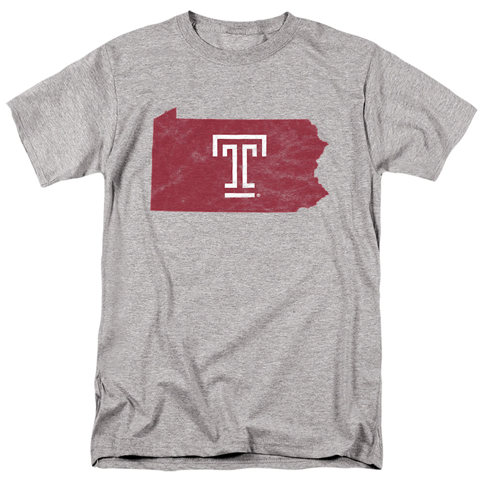 Temple University Adult T-Shirt Shape, Athletic Heather, S-5XL
