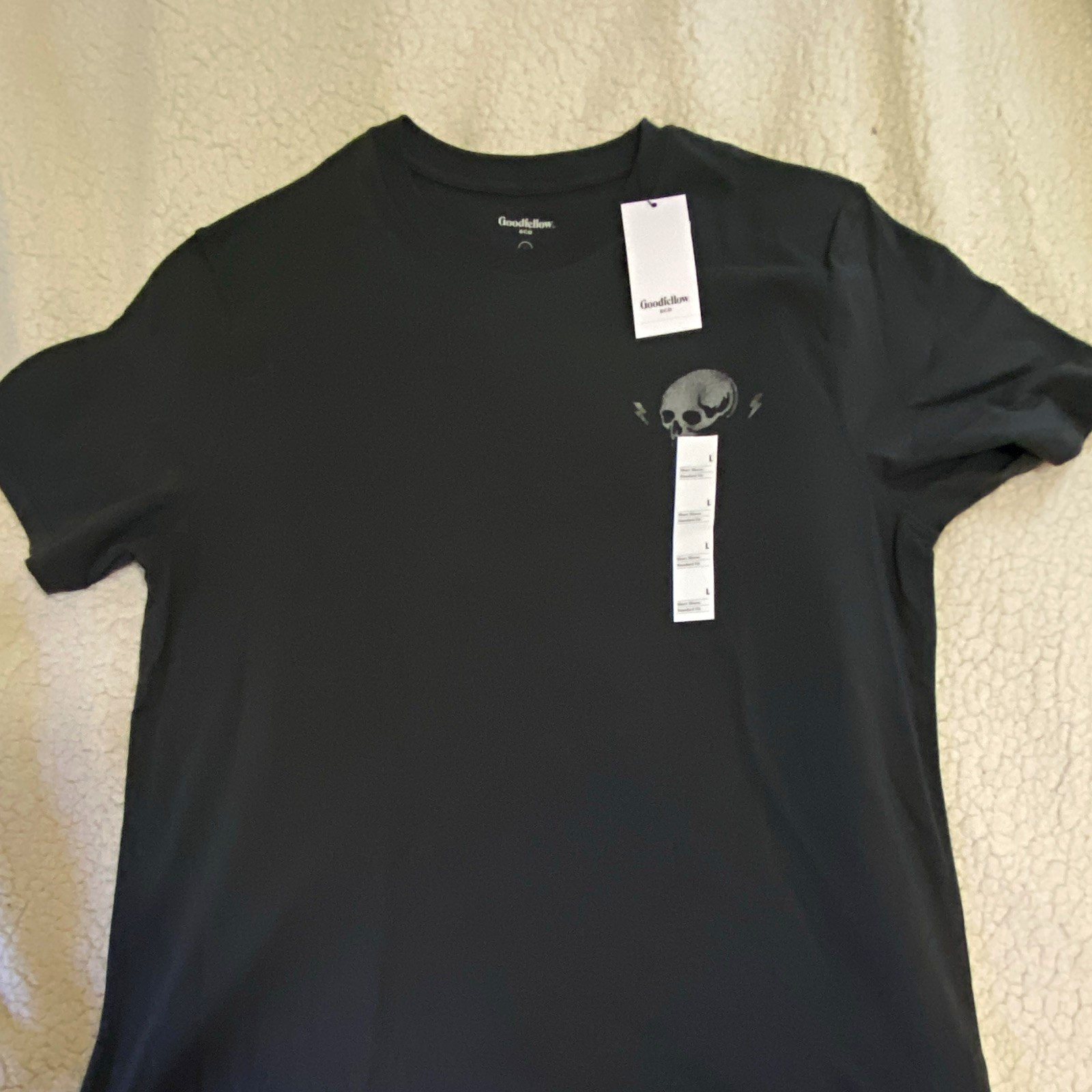 Goodfellow & Co Men’s L Black Cotton Crew Neck Graphic Skull Moto T-Shirt