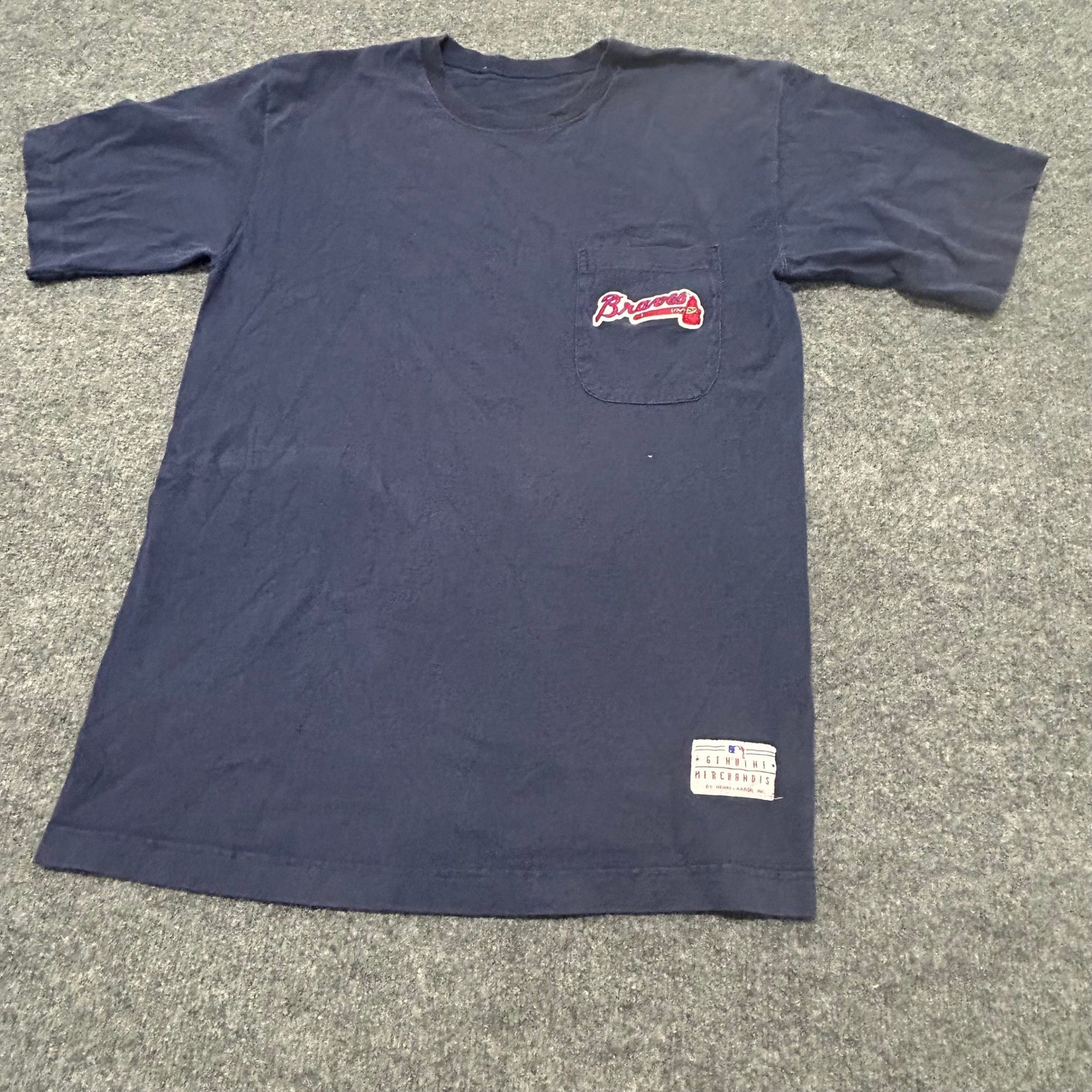 MLB T-Shirt Mens Size L Navy Blue Atlanta Braves Pocket Logo Genuine Merchandise