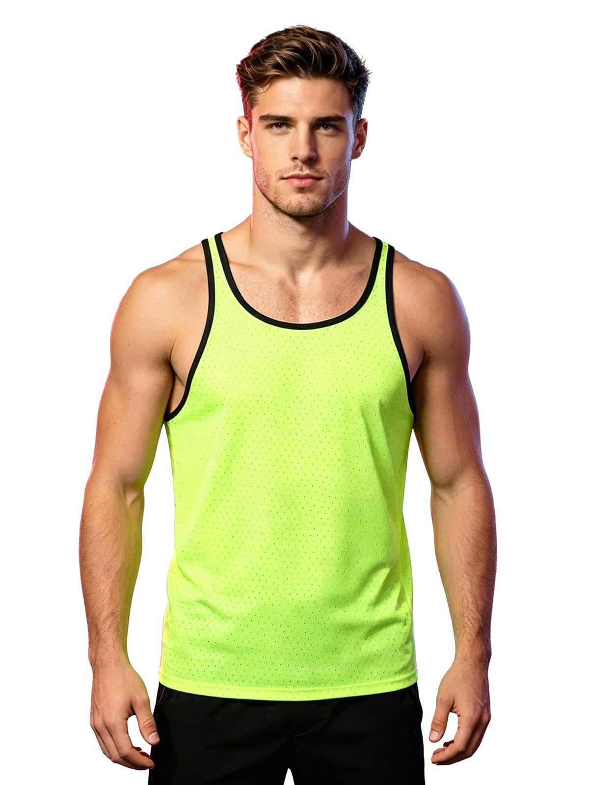 Men Muscle Shirts Sheer Transparent Tops Sleeveless Slim Fit Stringer Tank Top