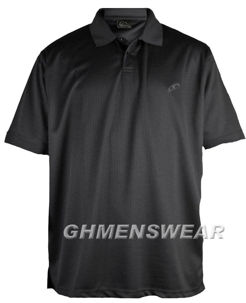 NEW BIG MENS KINGSIZE MESH POLO SHIRT BLACK Size 2XL 3XL 4XL 5XL 6XL