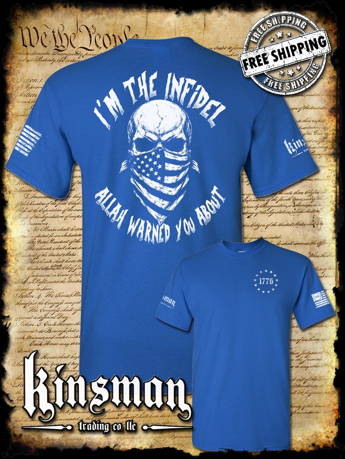 I’m The Infidel Allah Warned You About 2-Sided T-Shirt / American Flag USA Army