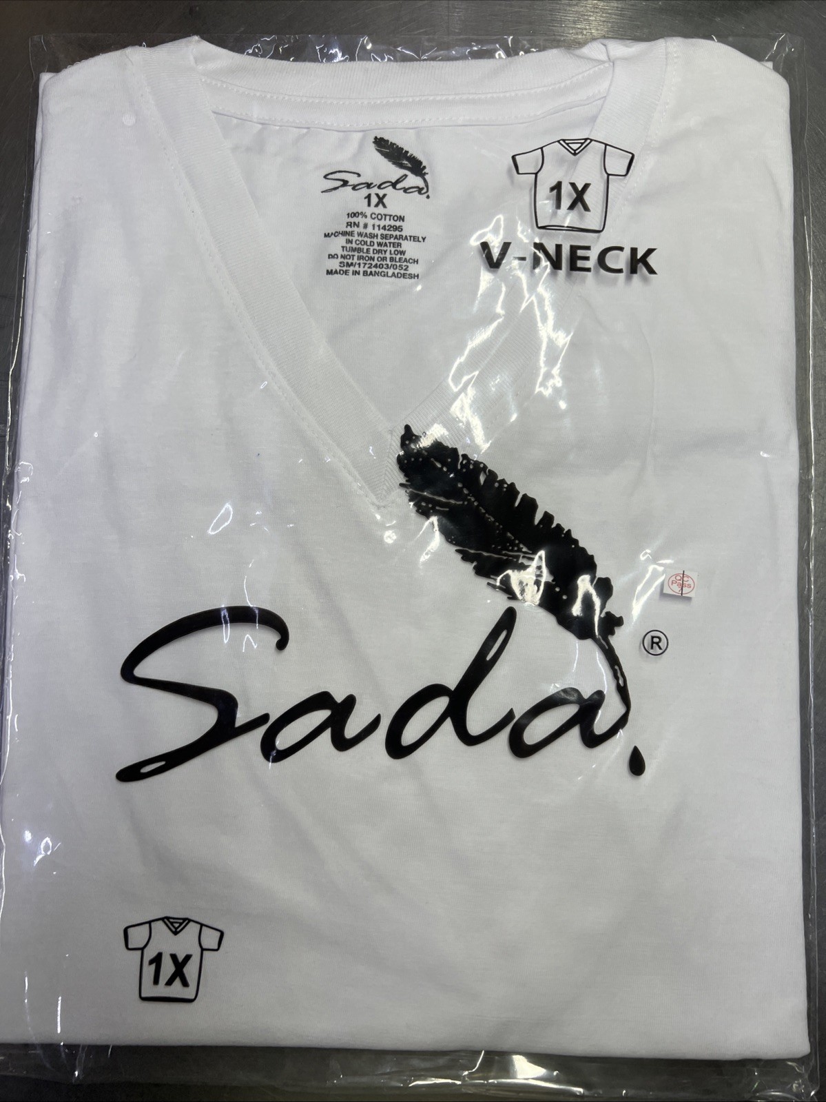 Sada Shirt V Neck Short Sleeve White Color Size 1x Sizes Can Be Mix Match S-6x