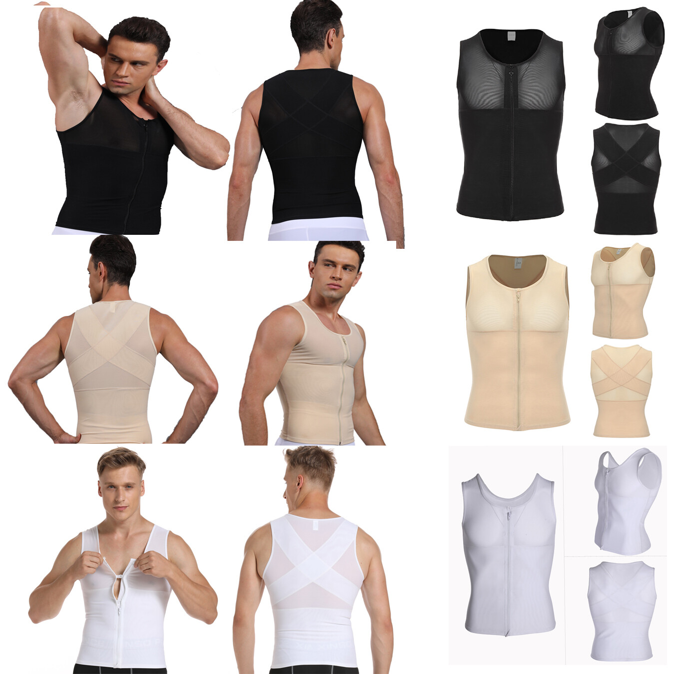 Mens Compression Vest Slimming Body Shaper Tummy Control Gynecomastia Undershirt
