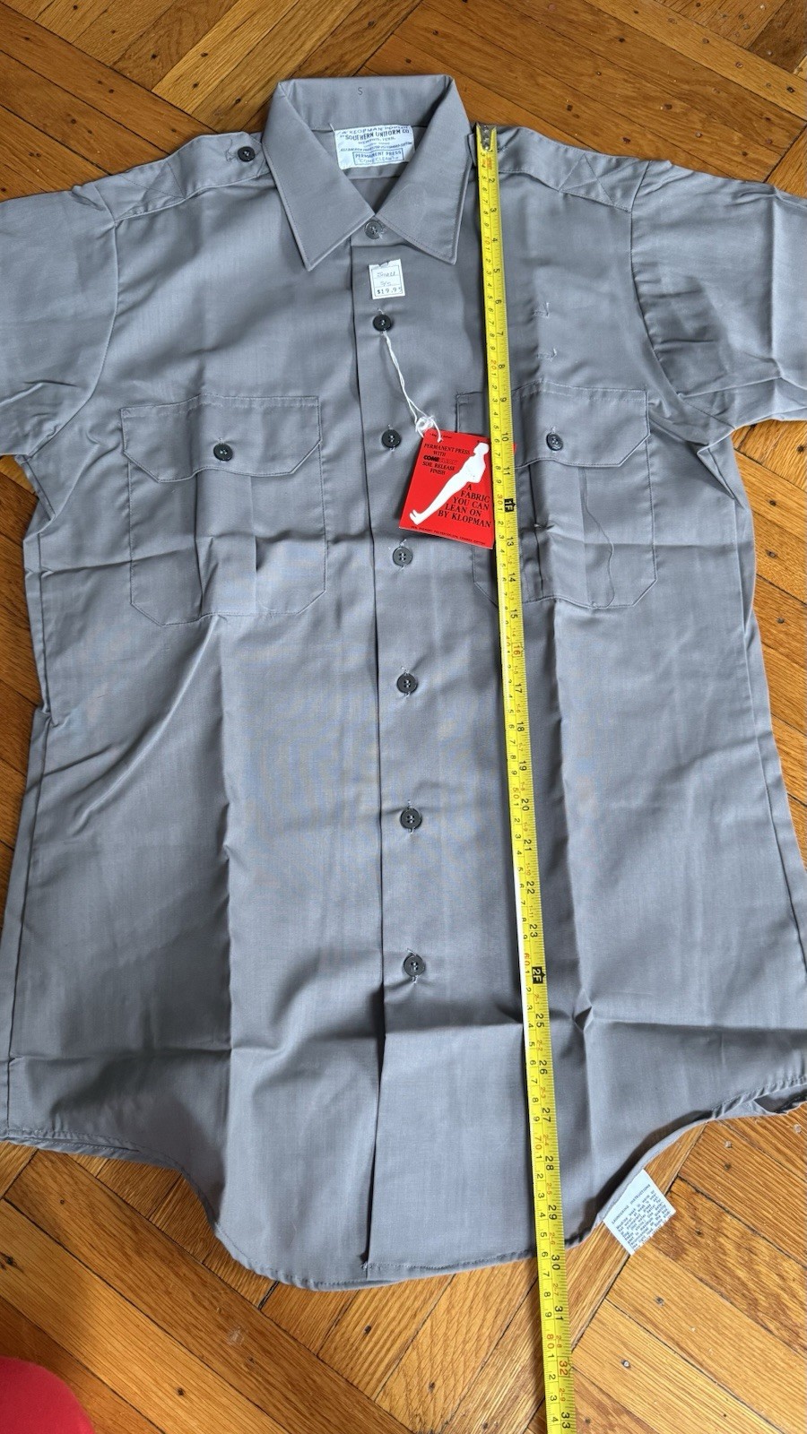 1960s Vintage Klopman Poplin Gray Work Shirt NOS Deadstock USA Small