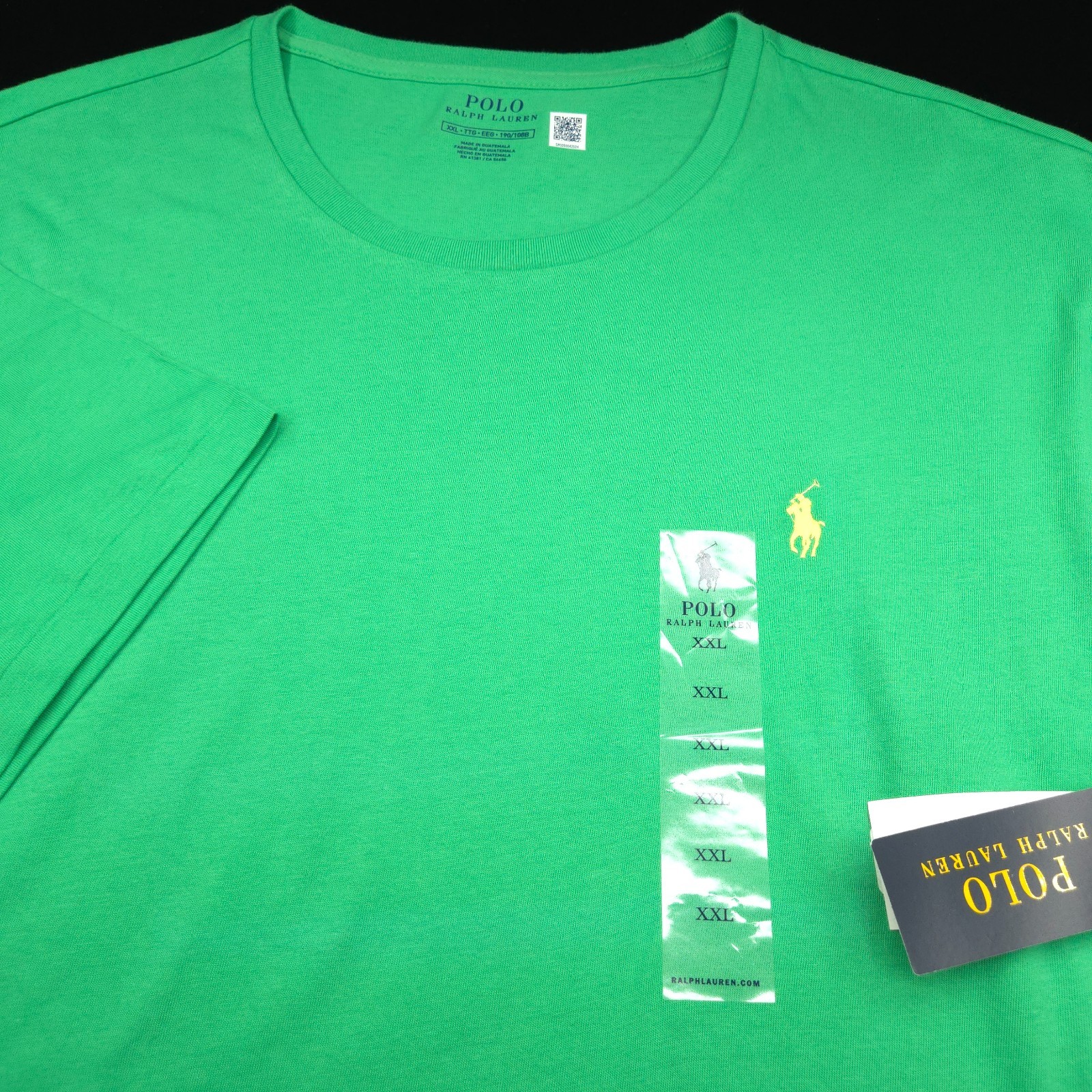 POLO RALPH LAUREN CREW T-SHIRT -XXL- GREEN SHORT SLEEVE -YELLOW PONY -KNIT