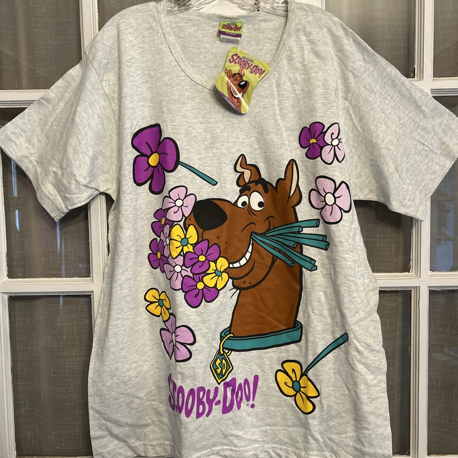VTG 90’s Woman’s 14/16W Cartoon Network Scooby Doo Groovy Flowers T Shirt NWT