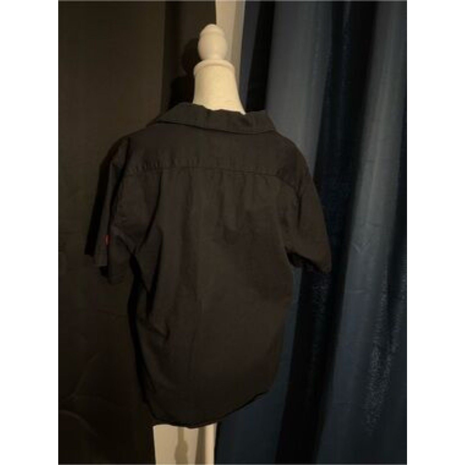 Airwalk Workwear Button-Up Shirt Black Short Sleeve Logo Patch Men’s Medium