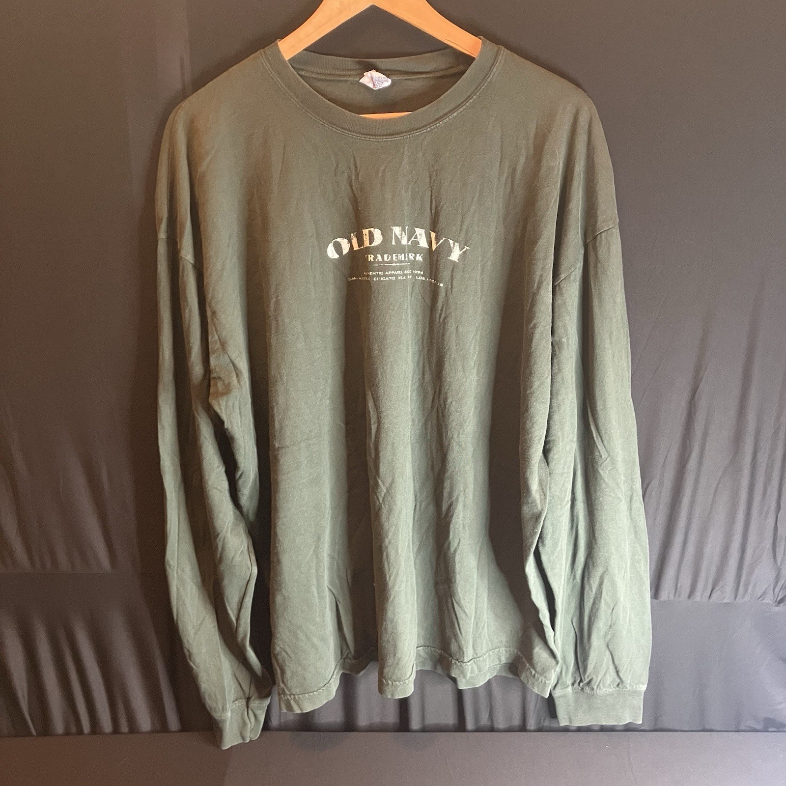 Vintage 90s Old Navy Trademark Logo Long Sleeve T-Shirt size XXL