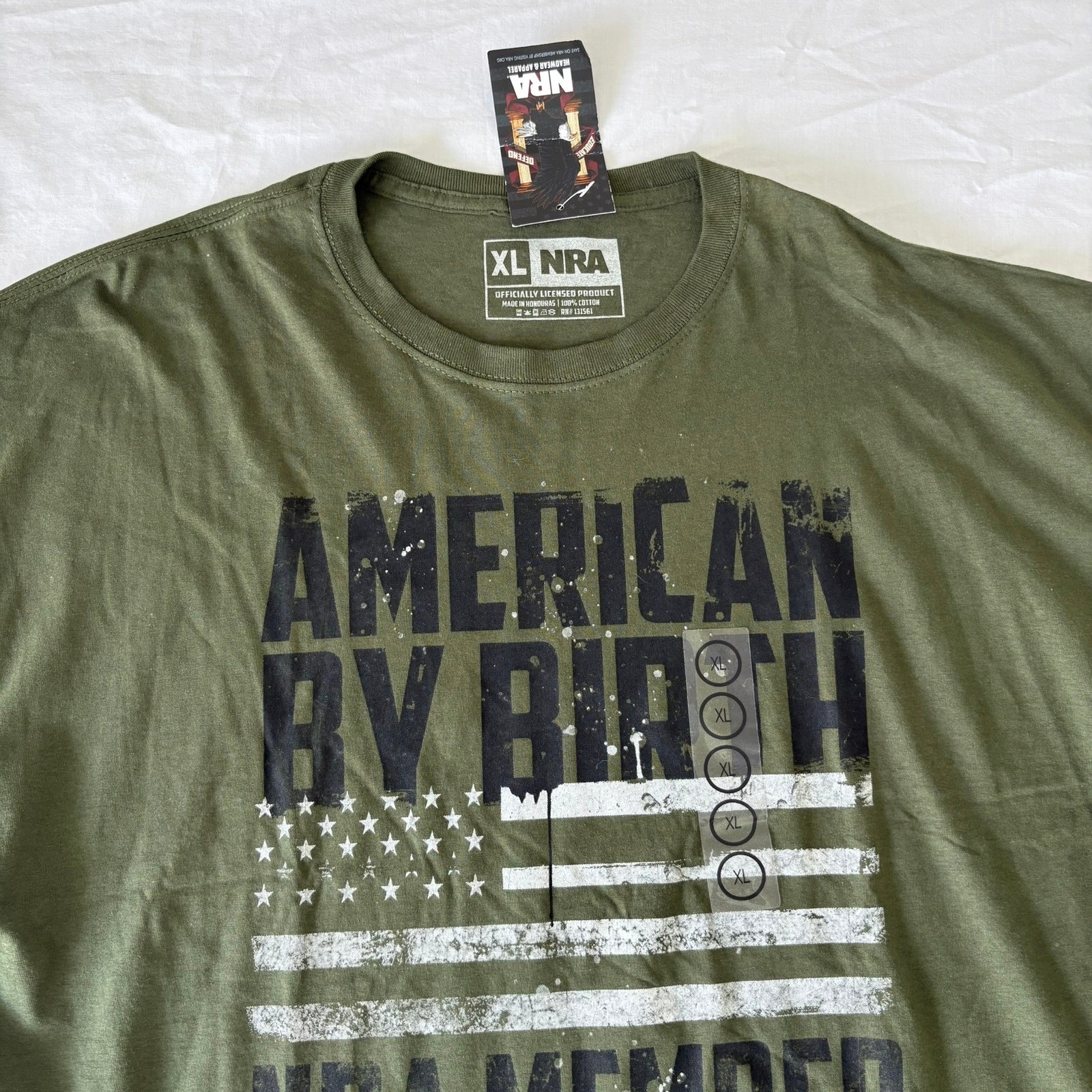 NRA American By Birth Member By Choice Graphic T-Shirt Olive Green XL New