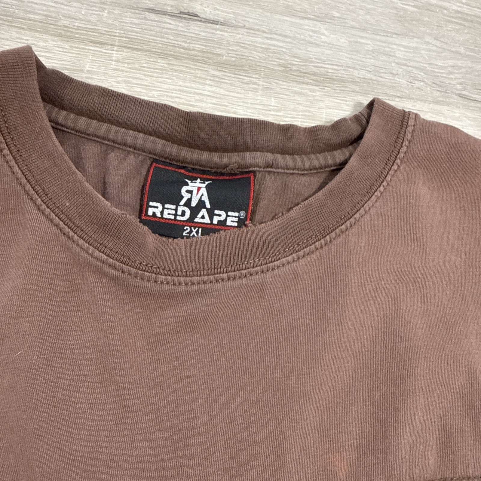 Red Ape Shirt Men’s 2XL Brown Colorblock Distressed Pocket Tee Cotton