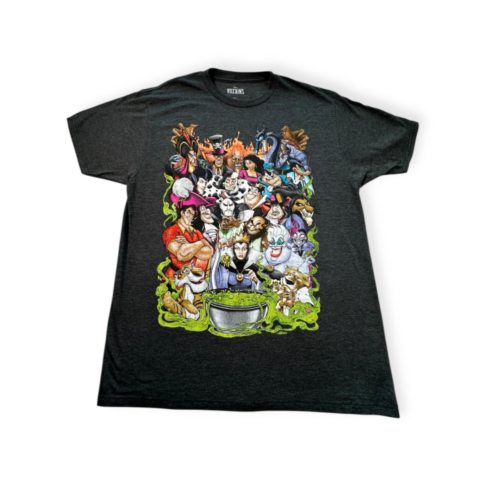 Disney Dark Grey Crew Neck Short Sleeve Cotton Men All Seasons T-Shirt L