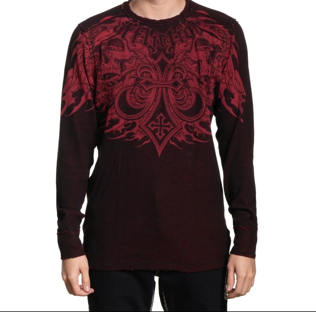 Y2K Affliction Men’s Reversible Thermal Shirt Indian Chief Size 2XL Grunge