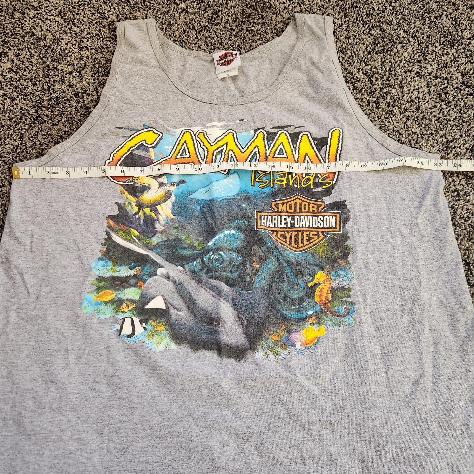 Vintage Harley Davidson Grand Cayman Islands XL Tank Top Pirates Stingray Retro