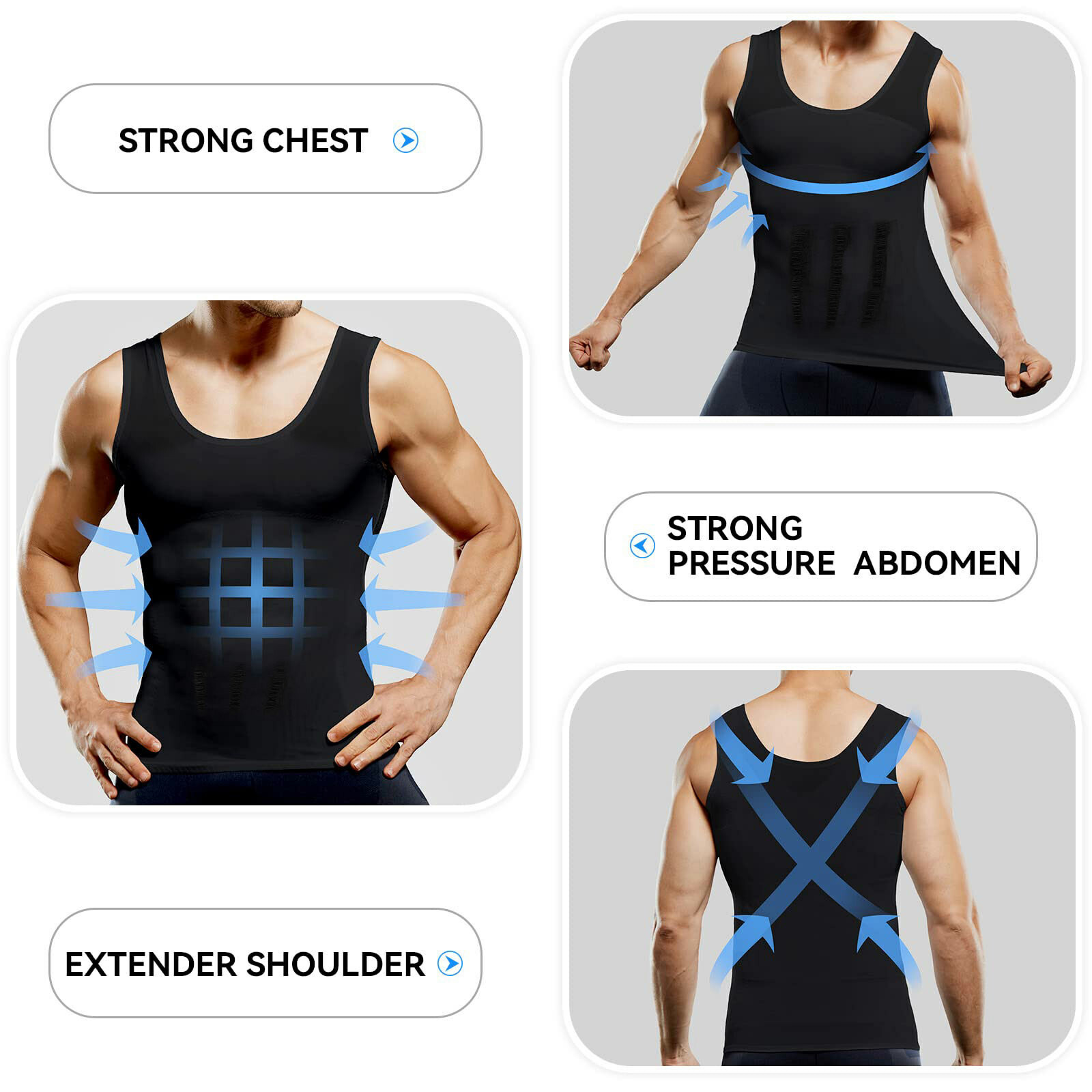 Men’s Fashion Compression T-Shirt Body Shaper Crew Neck Muscle Workout Tank Top