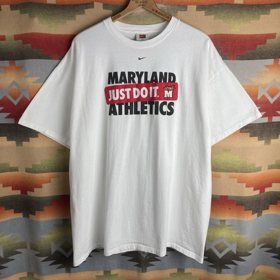 Vintage 00s Nike University of Maryland Athletics White T-shirt | Size Mens 2XL