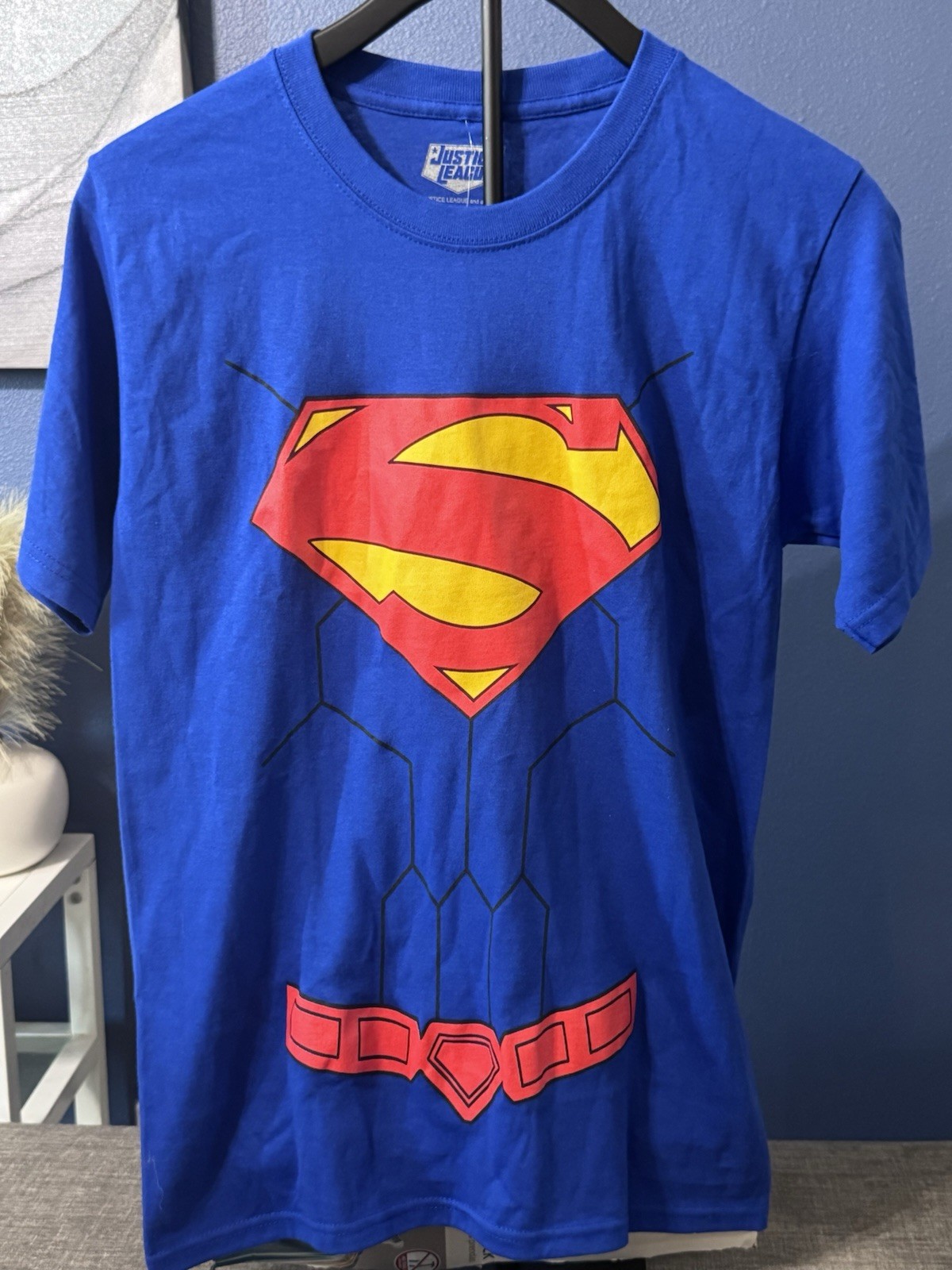Superman Graphic T-Shirt w Cape DC Comics Rubies Adult XL Muscle Chest Dad Shirt