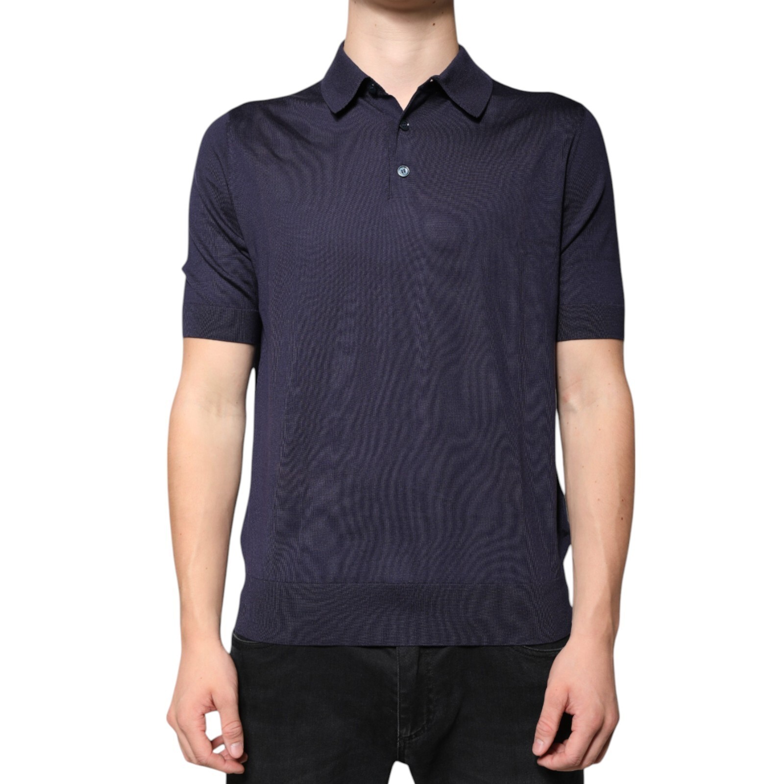 DOLCE & GABBANA T-shirt Blue Silk Collared Short Sleeves Polo IT48/US38/M 750usd