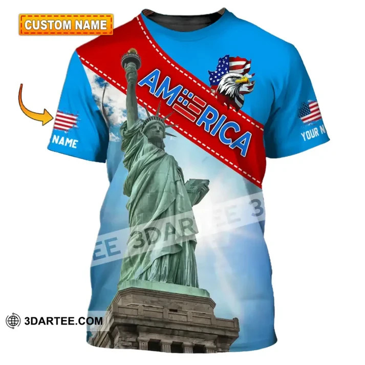 Custom Name Shirt – American Statue Of Liberty Sky Color 3D T-shirt L861