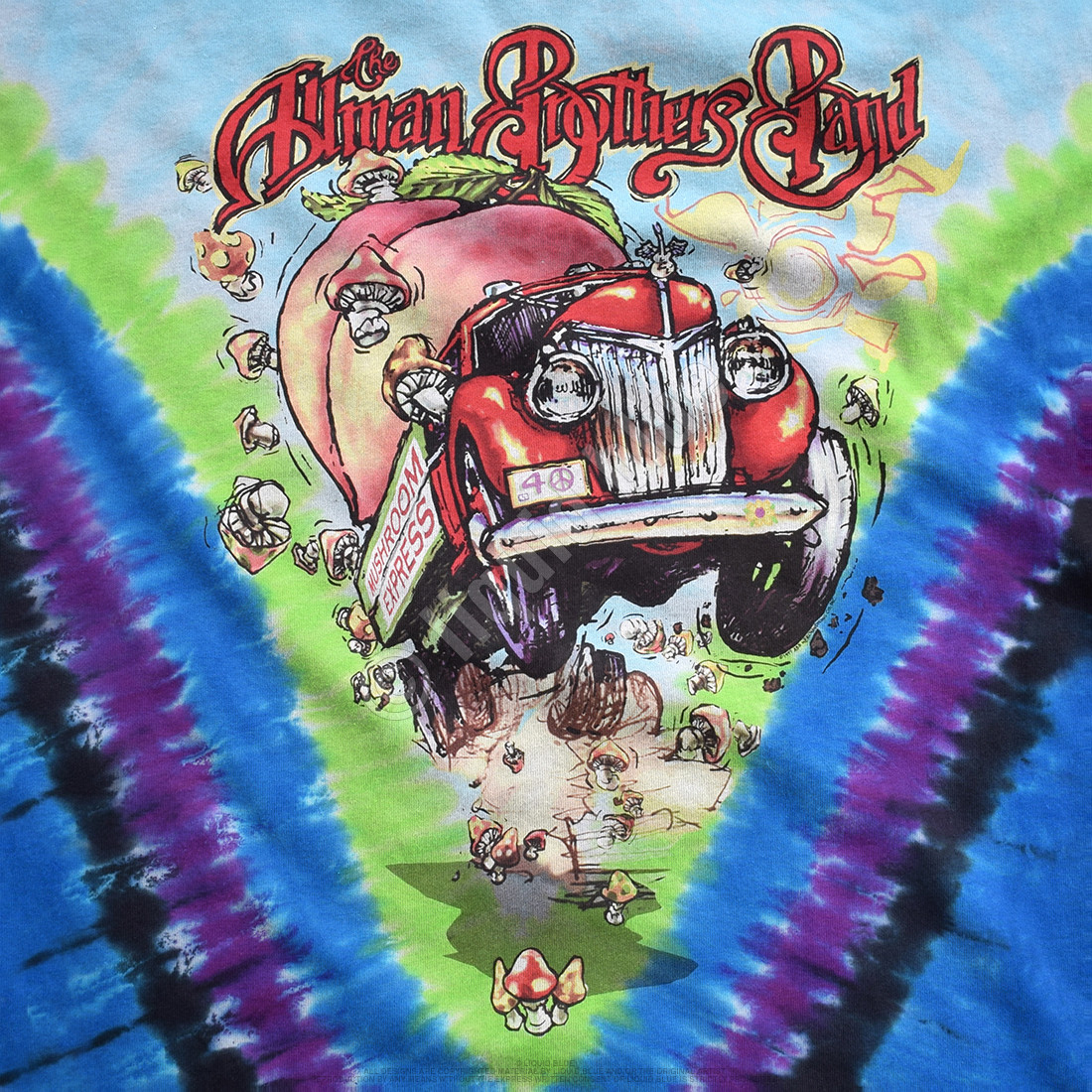 ALLMAN BROTHERS-PEACH MUSHROOM-TIE DYE T-SHIRT M-L-XL-XXL Trucks,Haynes,Betts
