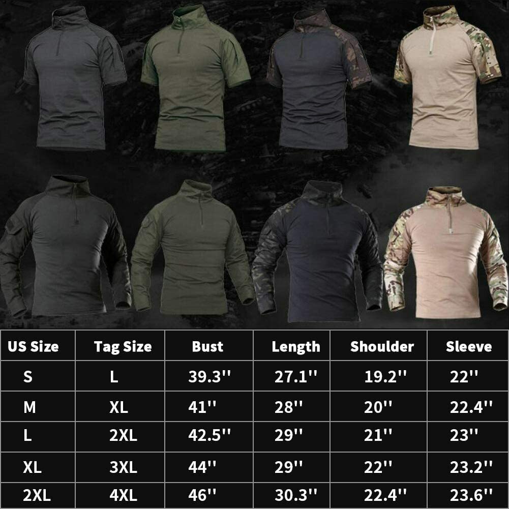 Mens Tactical T-Shirt Long Sleeve Us Army Military Combat Shirts Hiking