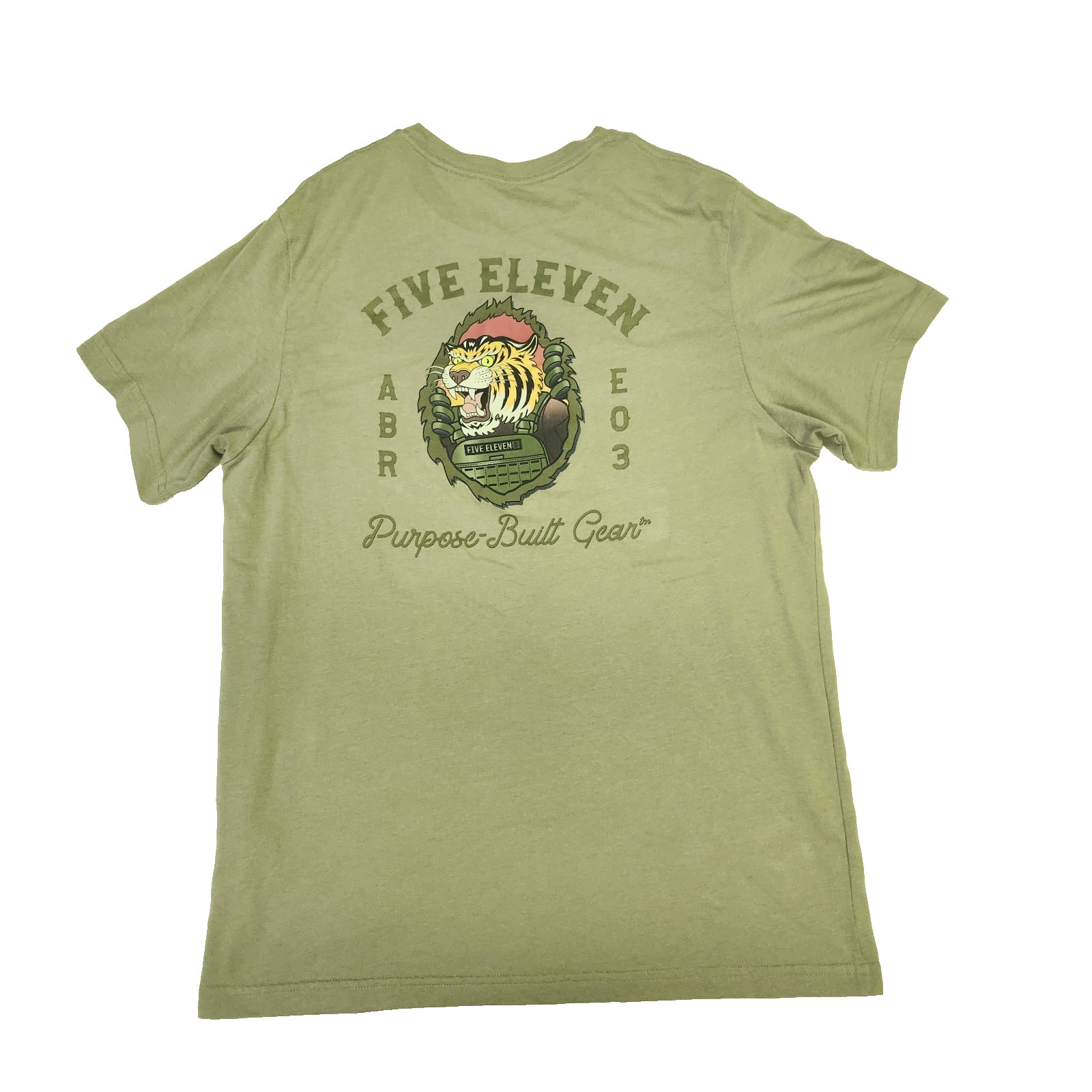 5.11 Tactical Shirt Mens Large Olive Green Tiger Rage Crew Neck T-Shirt