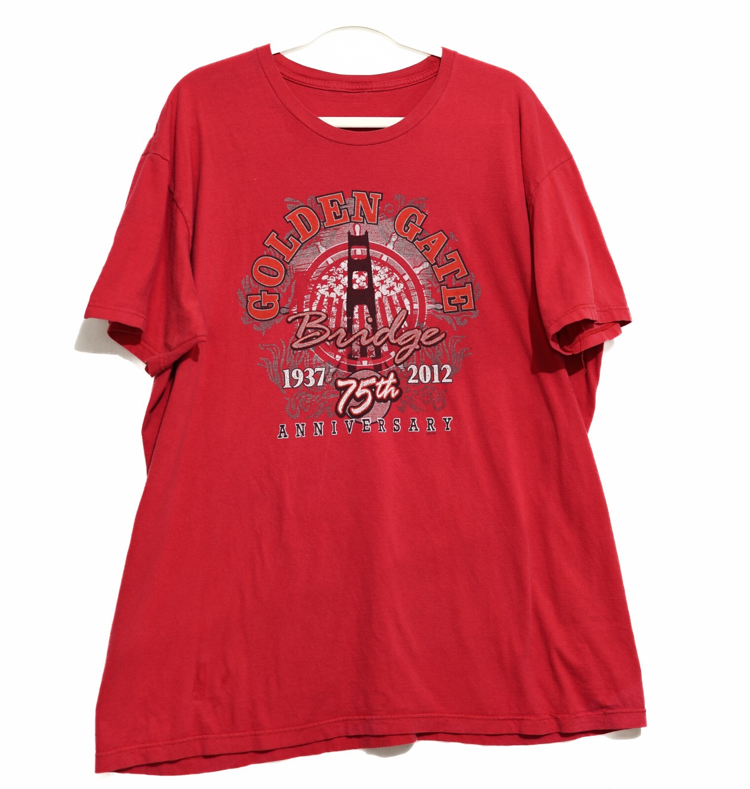 Golden Gate Bridge 75th Anniversary Mens Red T-Shirt Short Sleeve Cotton Size XL